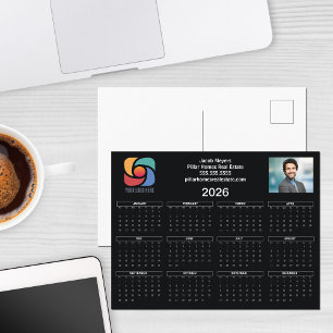 Custom Business Logo 2026 Kalender Zwart Wit Briefkaart