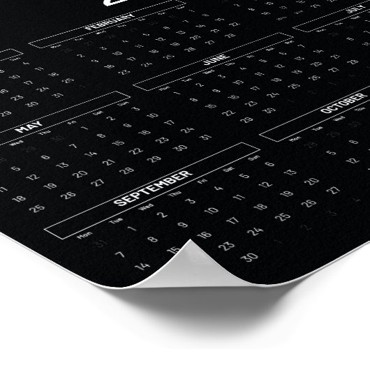 Custom Business Logo 2026 Kalender Zwart Wit Poster (Hoek)