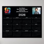 Custom Business Logo 2026 Kalender Zwart Wit Poster (Voorkant)