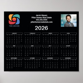 Custom Business Logo 2026 Kalender Zwart Wit Poster