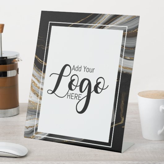 custom business logo advertising marble reclamebord met voetstuk (Insitu)