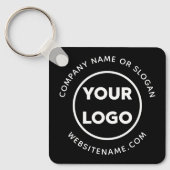 Custom Business Logo and Text Corporate Swag Black Sleutelhanger (Voorkant)