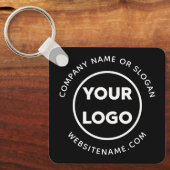 Custom Business Logo and Text Corporate Swag Black Sleutelhanger (Voorkant)