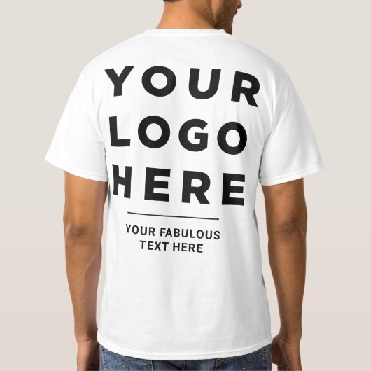Custom Business Logo and Text front and back T-shirt (Achterkant)
