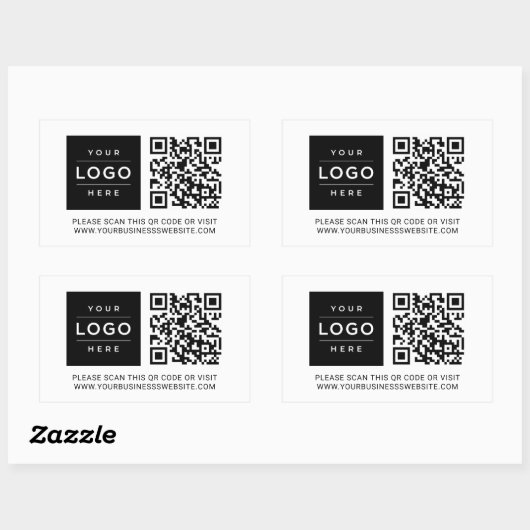 Custom Business Logo and Website QR Code Rechthoekige Sticker (Vel)