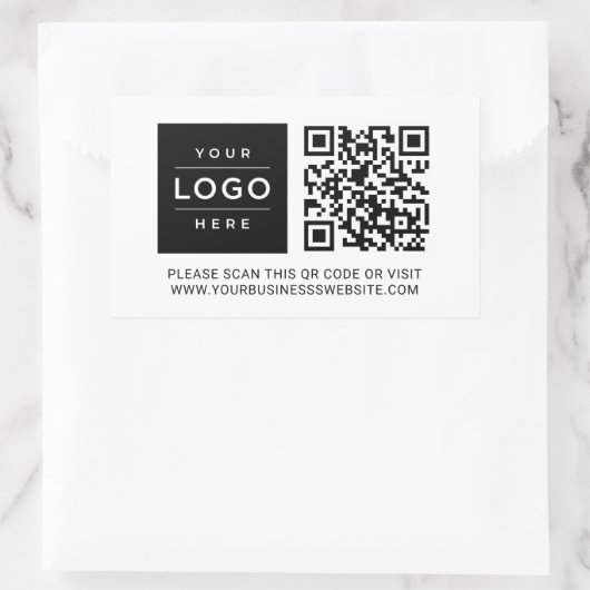 Custom Business Logo and Website QR Code Rechthoekige Sticker (Tas)