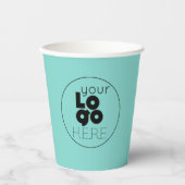 Custom Business Logo Aqua Blue Paper Party Cup Papieren Bekers (Voorkant)
