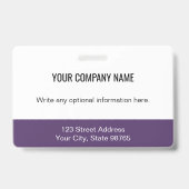 Custom Business Logo Barcode Employee Photo Paars Badge (Back)