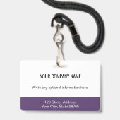 Custom Business Logo Barcode Employee Photo Paars Badge (Back with Lanyard)