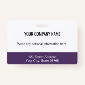 Custom Business Logo Barcode Employee Photo Paars Badge (Achterkant)