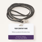 Custom Business Logo Barcode Employee Photo Paars Badge (Achterkant met draagriem)