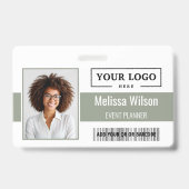 Custom Business Logo Barcode QR Code Employee Badge (Voorkant)