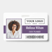 Custom Business Logo Barcode QR Code Employee Badge (Voorzijde)