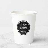 Custom Business Logo Barista Schoon Zwart & Wit Papieren Bekers (Voorkant)