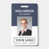 Custom Business Logo Basic Bar Code Medewerker Fot Badge (Front)