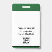 Custom Business Logo Basic Barcode Employee Badge (Back)