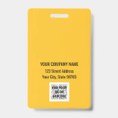 Custom Business Logo Basic Barcode Employee Badge (Back)