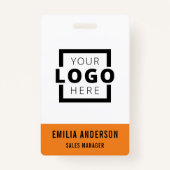 Custom Business Logo Basic Barcode Employee Badge (Voorkant)