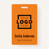 Custom Business Logo Basic Barcode Employee Badge (Voorkant)