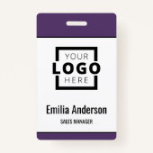 Custom Business Logo Basic Barcode Employee Badge (Voorkant)