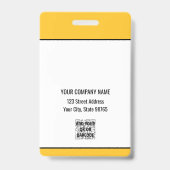 Custom Business Logo Basic Barcode Employee Badge (Back)