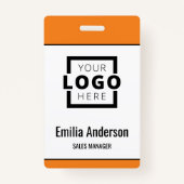Custom Business Logo Basic Barcode Employee Badge (Voorkant)