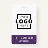 Custom Business Logo Basic Barcode Employee Badge (Voorkant)