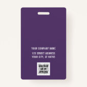 Custom Business Logo Basic Barcode Employee Badge (Achterkant)