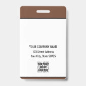 Custom Business Logo Basic Barcode Employee Badge (Back)