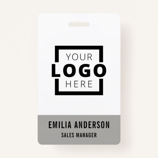 Custom Business Logo Basic Barcode Employee Badge (Voorkant)