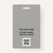 Custom Business Logo Basic Barcode Employee Badge (Achterkant)