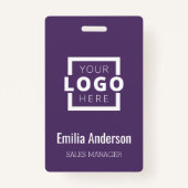 Custom Business Logo Basic Barcode Employee Badge (Voorkant)