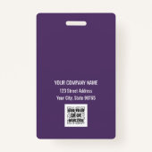 Custom Business Logo Basic Barcode Employee Badge (Achterkant)