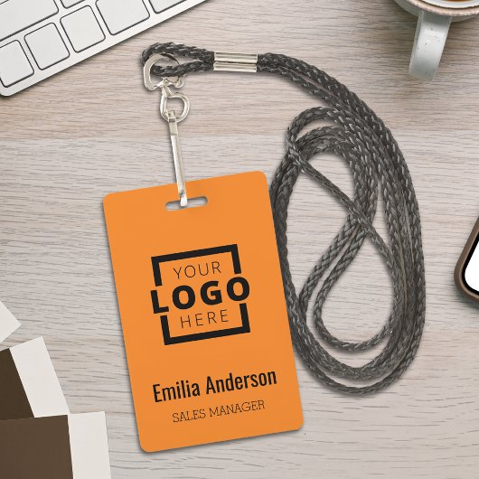 Custom Business Logo Basic Barcode Employee Badge