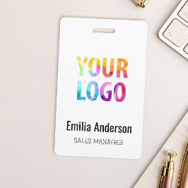 Custom Business Logo Basic Barcode Employee Badge