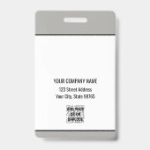 Custom Business Logo Basic Barcode Employee Badge (Back)