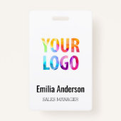 Custom Business Logo Basic Barcode Employee Badge (Voorkant)