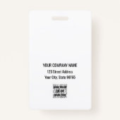 Custom Business Logo Basic Barcode Employee Badge (Achterkant)