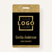 Custom Business Logo Basic Barcode Employee Gold Badge (Voorkant)