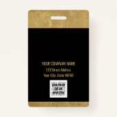 Custom Business Logo Basic Barcode Employee Gold Badge (Achterkant)