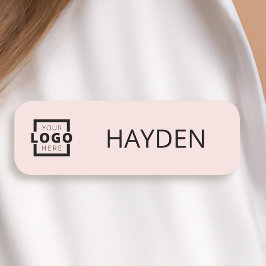 Custom Business Logo Basic Blush Pink Medewerker Naamplaatje