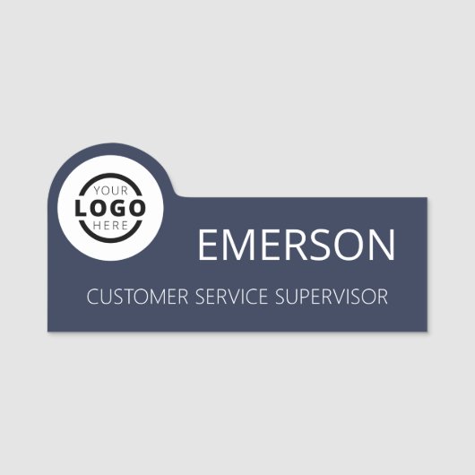 Custom Business Logo Basic Employee Blue Naamplaatje (Voorkant)