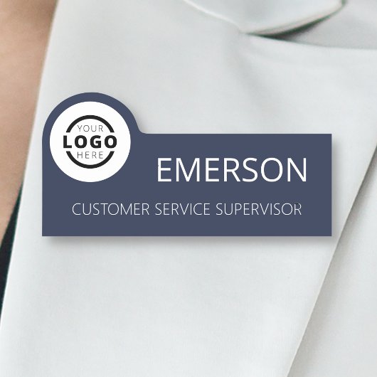 Custom Business Logo Basic Employee Blue Naamplaatje