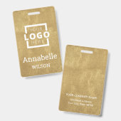 Custom Business Logo Basic Employee Name Gold Badge (Voor- en achterkant)
