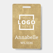 Custom Business Logo Basic Employee Name Gold Badge (Voorzijde)