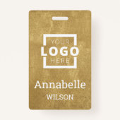 Custom Business Logo Basic Employee Name Gold Badge (Voorkant)