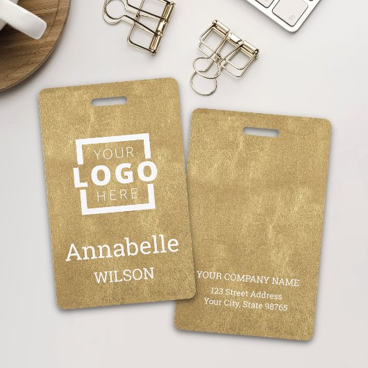Custom Business Logo Basic Employee Name Gold Badge