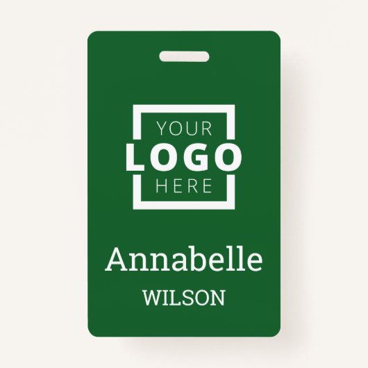 Custom Business Logo Basic Employee Name Green Badge (Voorkant)