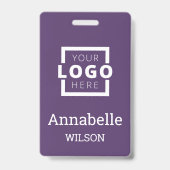 Custom Business Logo Basic Employee Name Purple Badge (Voorzijde)