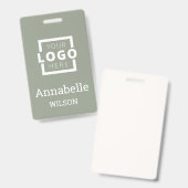 Custom Business Logo Basic Employee Name Sage Badge (Voor- en achterkant)